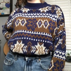 vintage patterned knit sweater